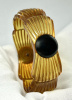 BB253 carved applejuice bakelite bangle with black dots